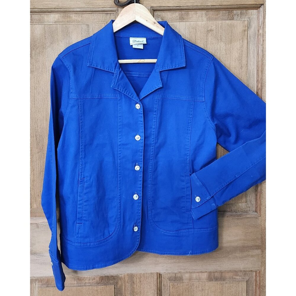 Med Distinct Blue Denim Jacket Diamond Buttons